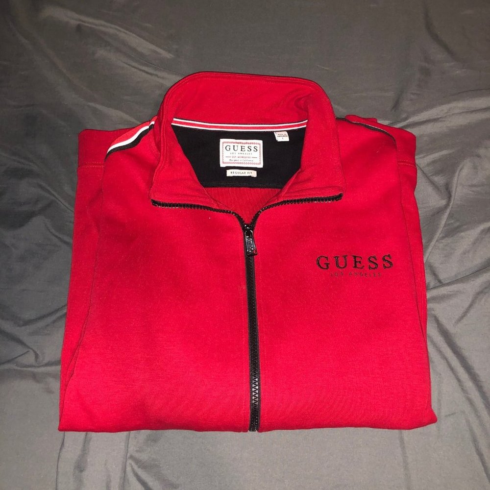 Authentic Guess Brand Full-Zip Sweatshirt Red/Blk